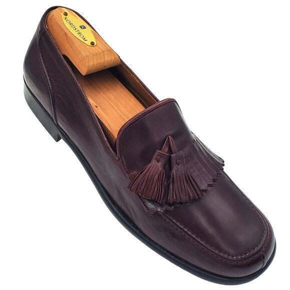 New Vintage Bragano Cole Haan mens 7 burgundy leather tassel loafers dress shoes main image 4